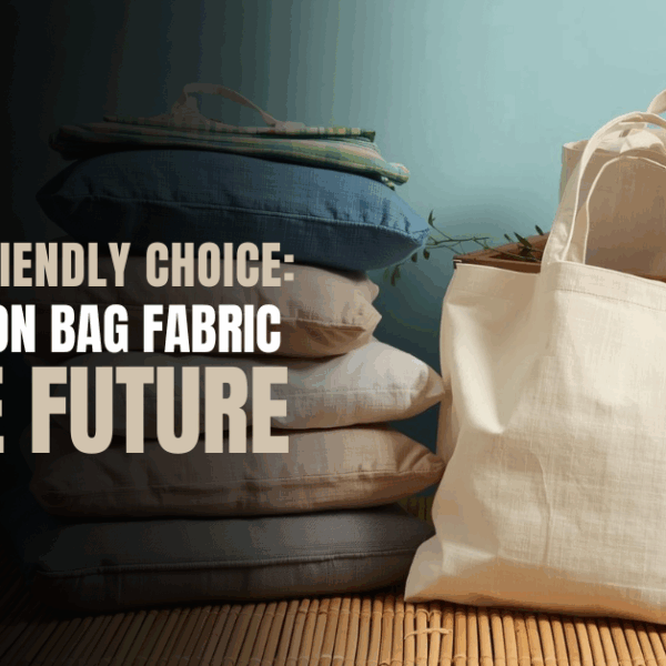 Eco-friendly cotton tote bags by Okda Lifestyle placed beside a wooden crate with folded cotton fabrics, showcasing why cotton bag fabric is the future.
