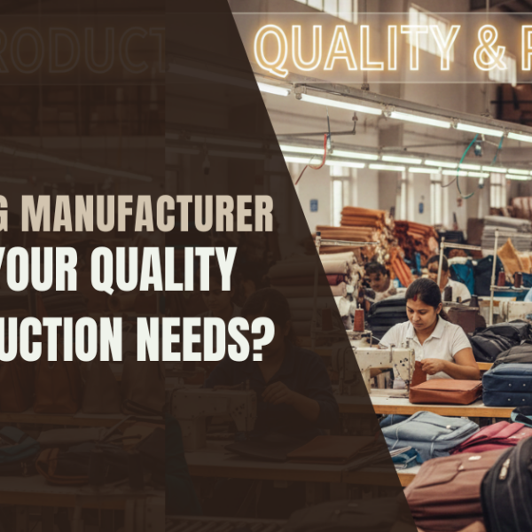 Bag manufacturer inspecting bag quality, stitching, and materials during production