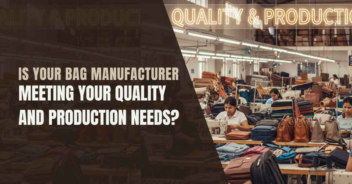 Bag manufacturer inspecting bag quality, stitching, and materials during production