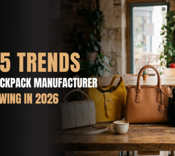 Top 5 backpack manufacturer trends in 2026 showing eco-friendly materials, smart backpacks, ergonomic design, and modular bags for modern users