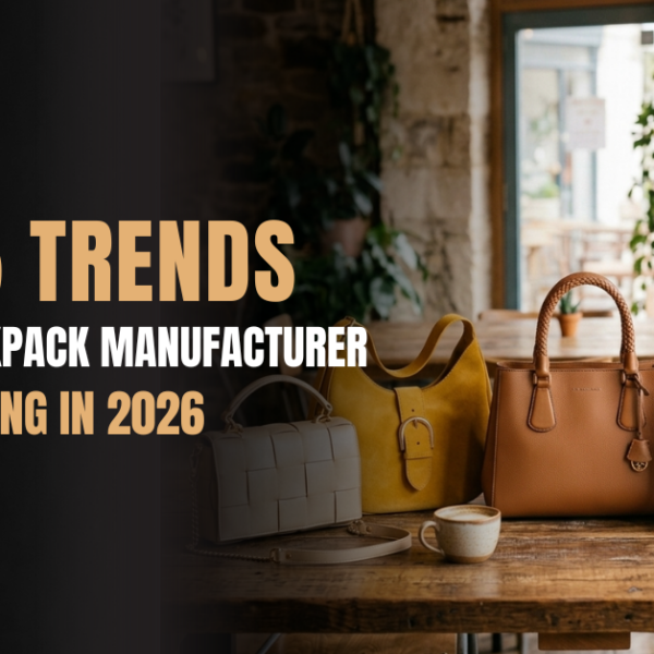 Top 5 backpack manufacturer trends in 2026 showing eco-friendly materials, smart backpacks, ergonomic design, and modular bags for modern users
