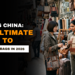 Sourcing bags from India vs China comparison infographic showing cost, quality, sustainability, production capacity, and manufacturing advantages in 2026.