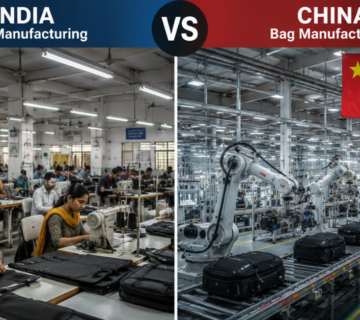 Bag Manufacturing in India Compared with China highlighting modern production, skilled workforce, and custom bag manufacturing by a leading Bag Manufacturer in India
